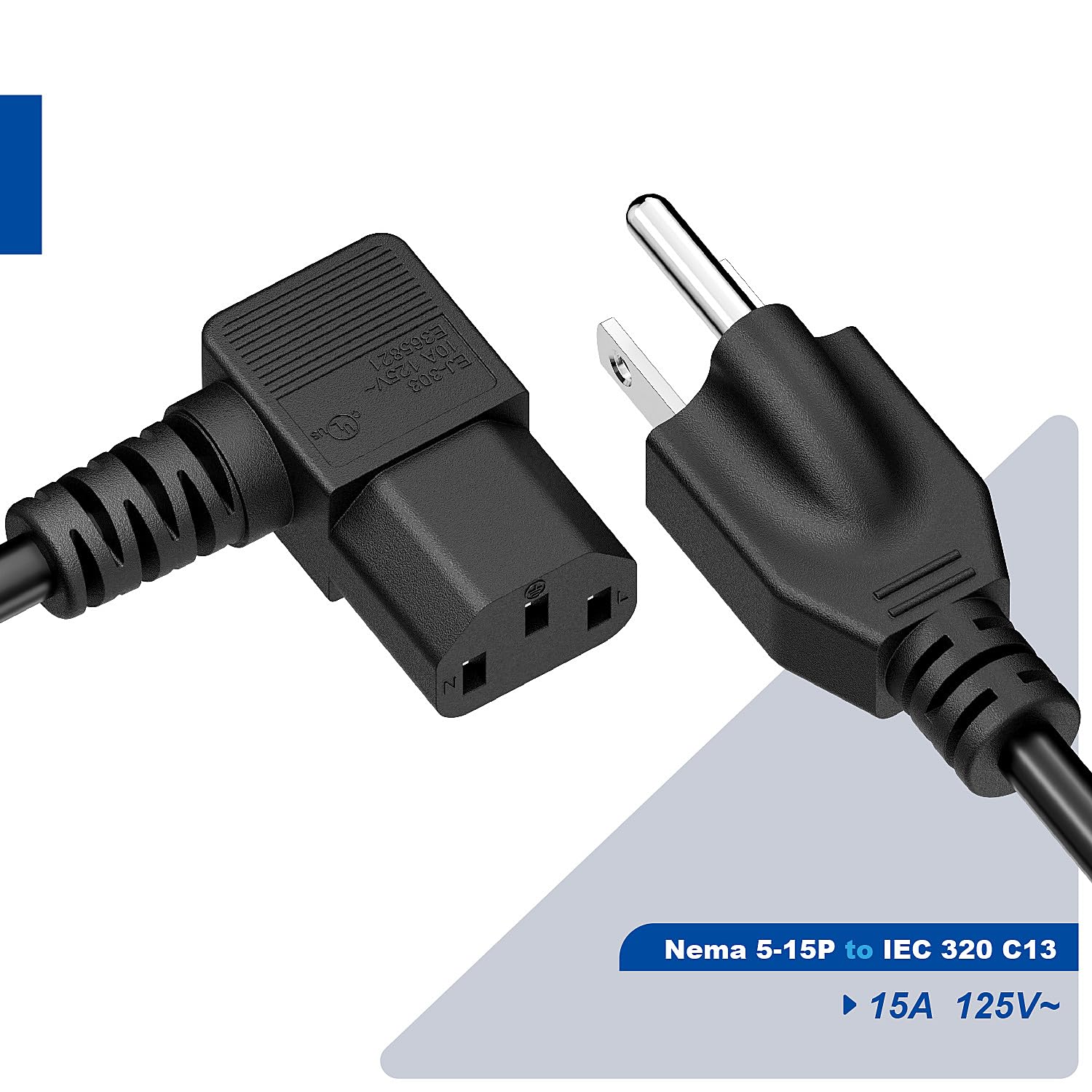 Amazon.co.jp: 1フィート NEMA 5-15P - ライトアングル IEC C13 SJT